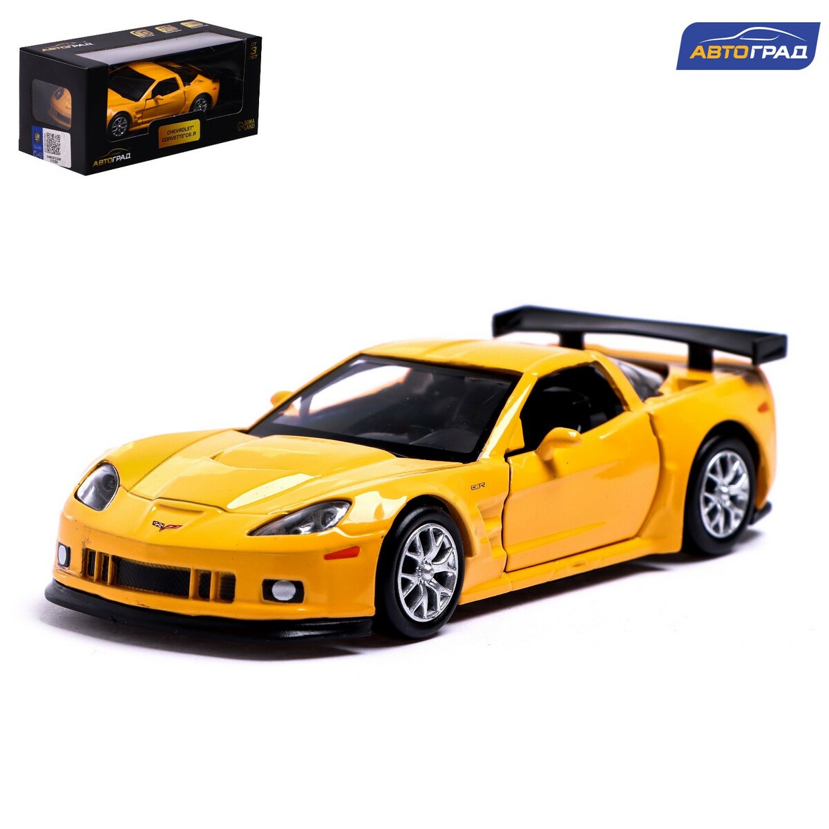 Машина металлическая chevrolet corvette c6-r, 1:32, открываются двери, инерция, цвет желтый машина металлическая bmw m4 coupe 1 32 инерция открываются двери желтый