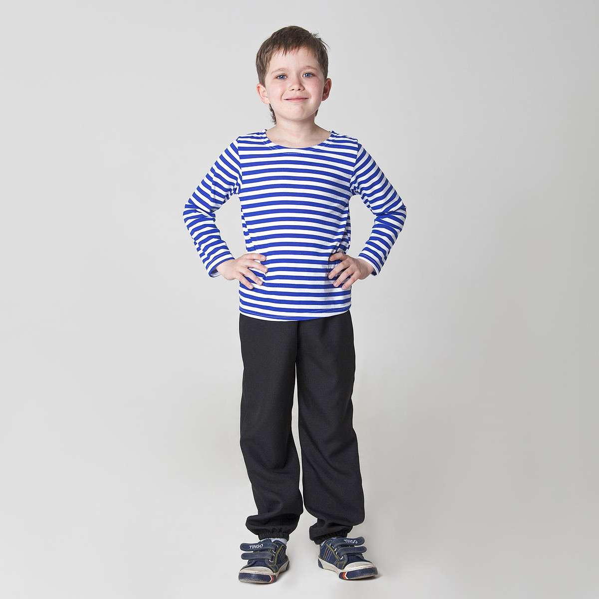 

Тельняшка-фуфайка военного, детская, р. 32, рост 122 см, Белый;синий