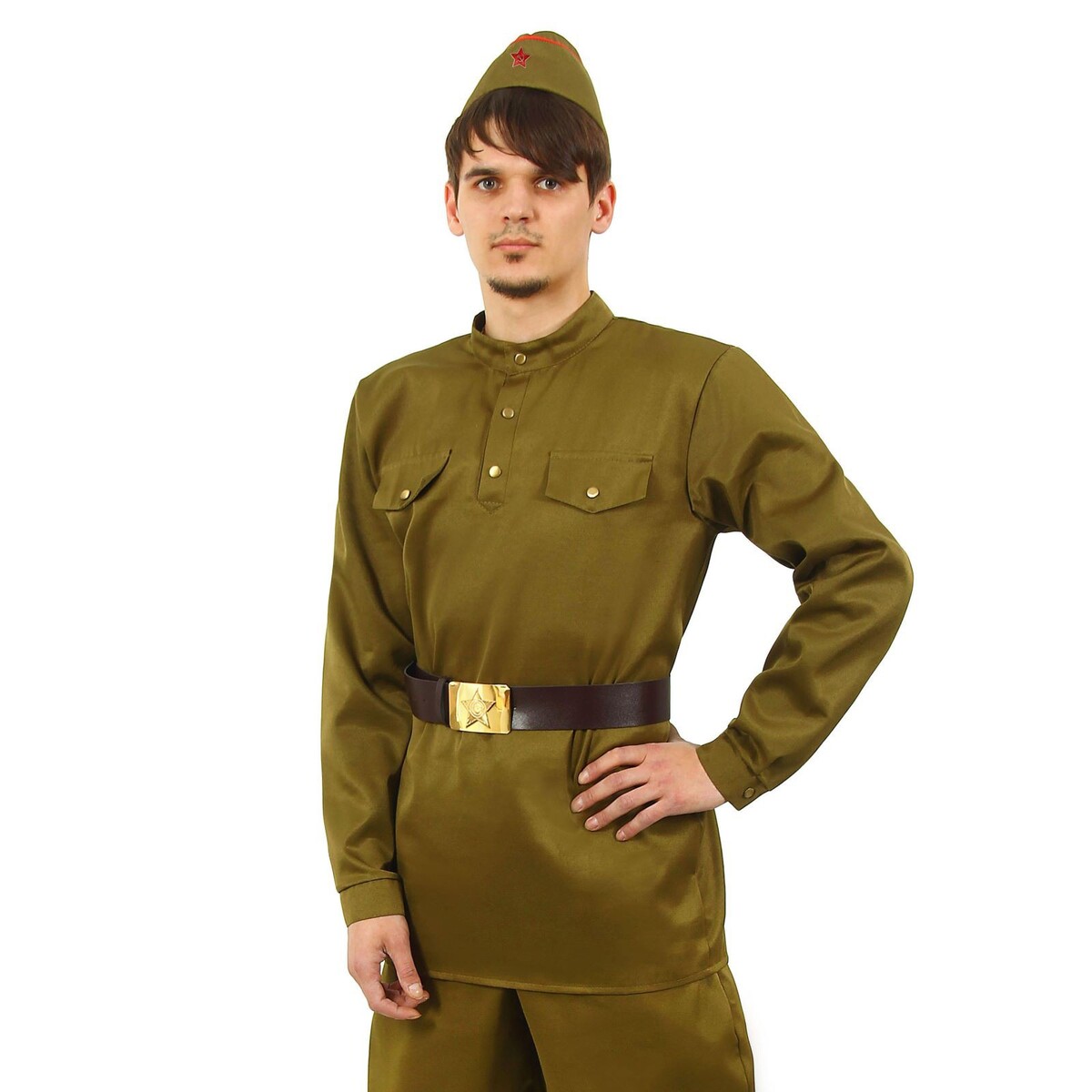 

Гимнастерка военная мужская + пилотка, ремень, р. 48, рост 182 см