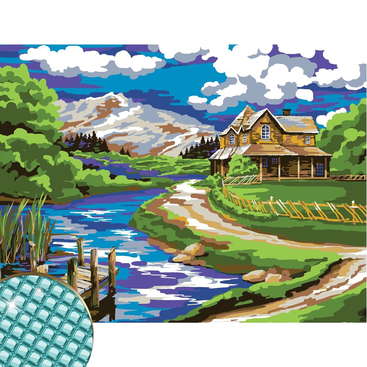 

Алмазная мозаика с полным заполнением на подрамнике, Разноцветный