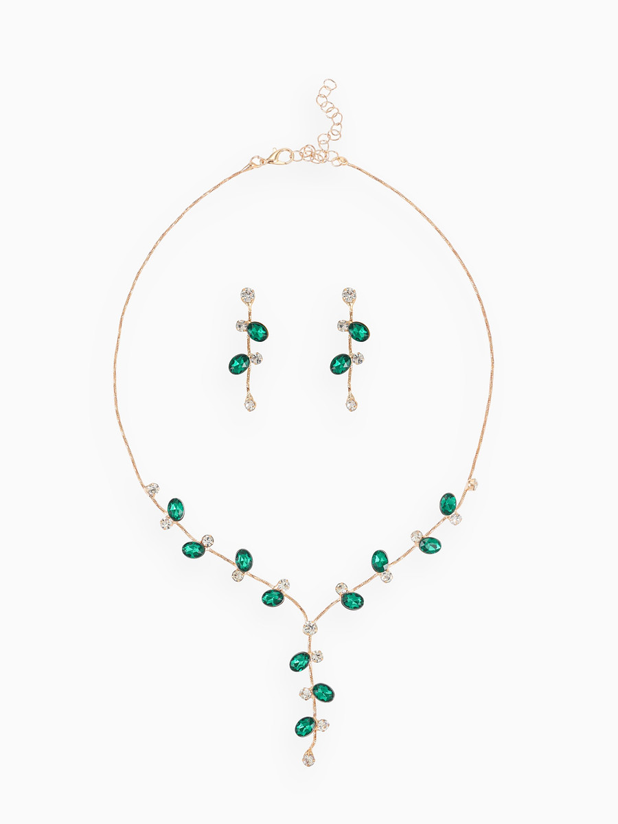 

Набор 2 предмета: серьги, колье, Зеленый