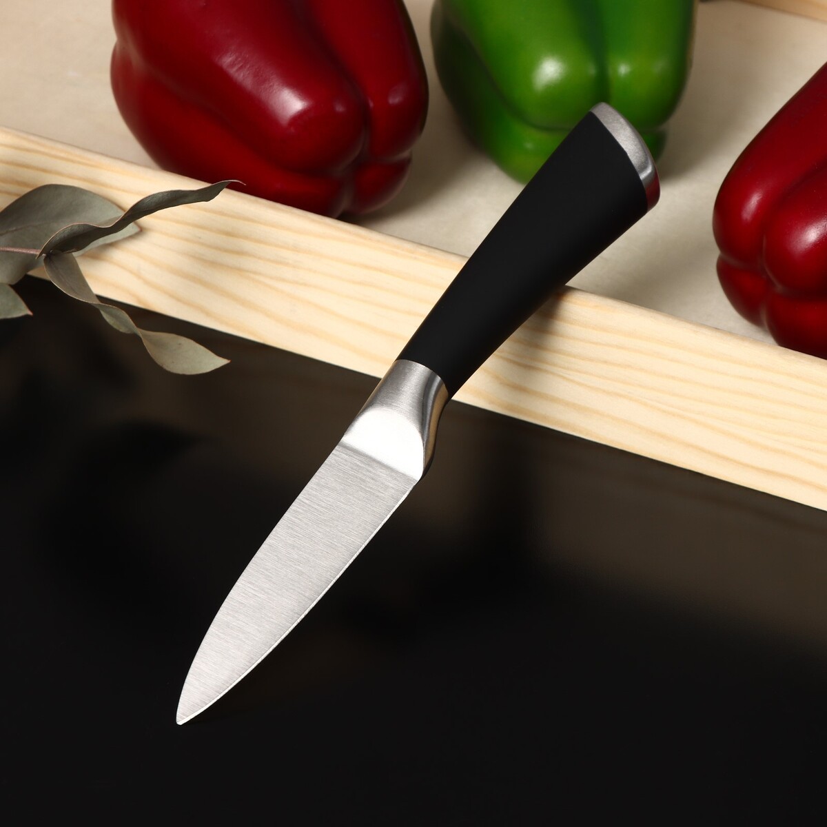 Нож для овощей кухонный доляна venus, лезвие 9 см, цвет черный нож для овощей кухонный доляна sparkle лезвие 9 см белый