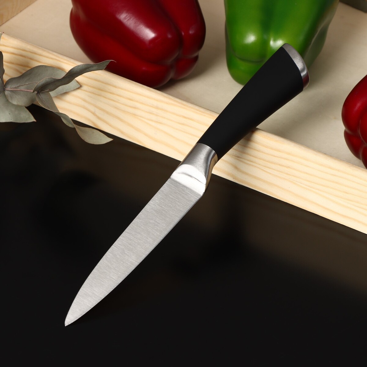Нож кухонный доляна venus, лезвие 12,5 см, цвет черный нож кухонный универсальный доляна sparkle лезвие 12 5 см белый