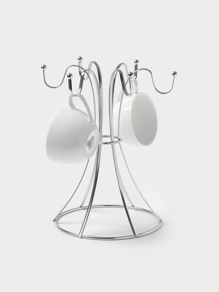 

Держатель для кружек доляна, на 6 предметов, 21×21×25 см, хромированный, Серебристый