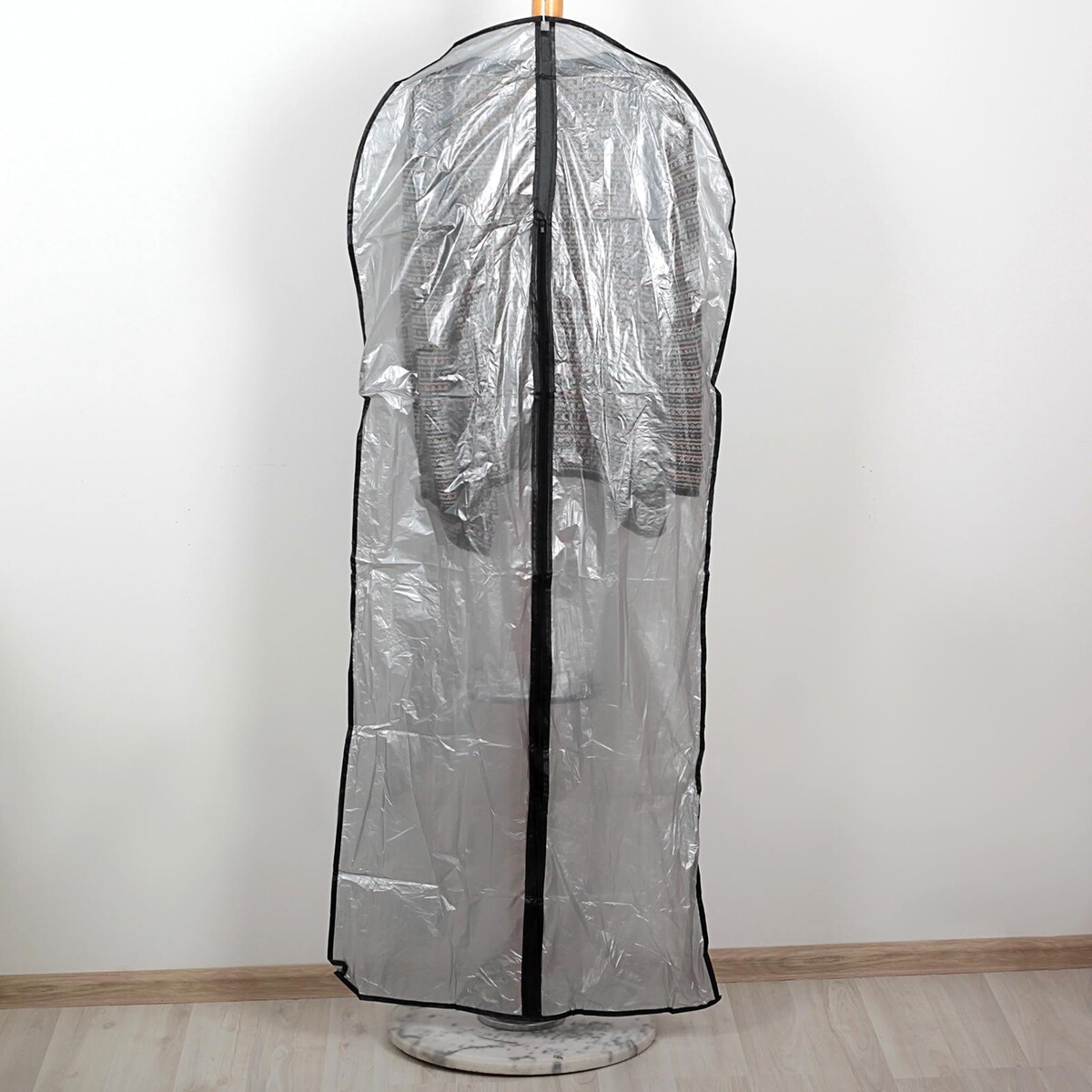 Чехол для одежды доляна, 60×137 см, peva, цвет серый, прозрачный кувшин мерный доляна 1 л прозрачный