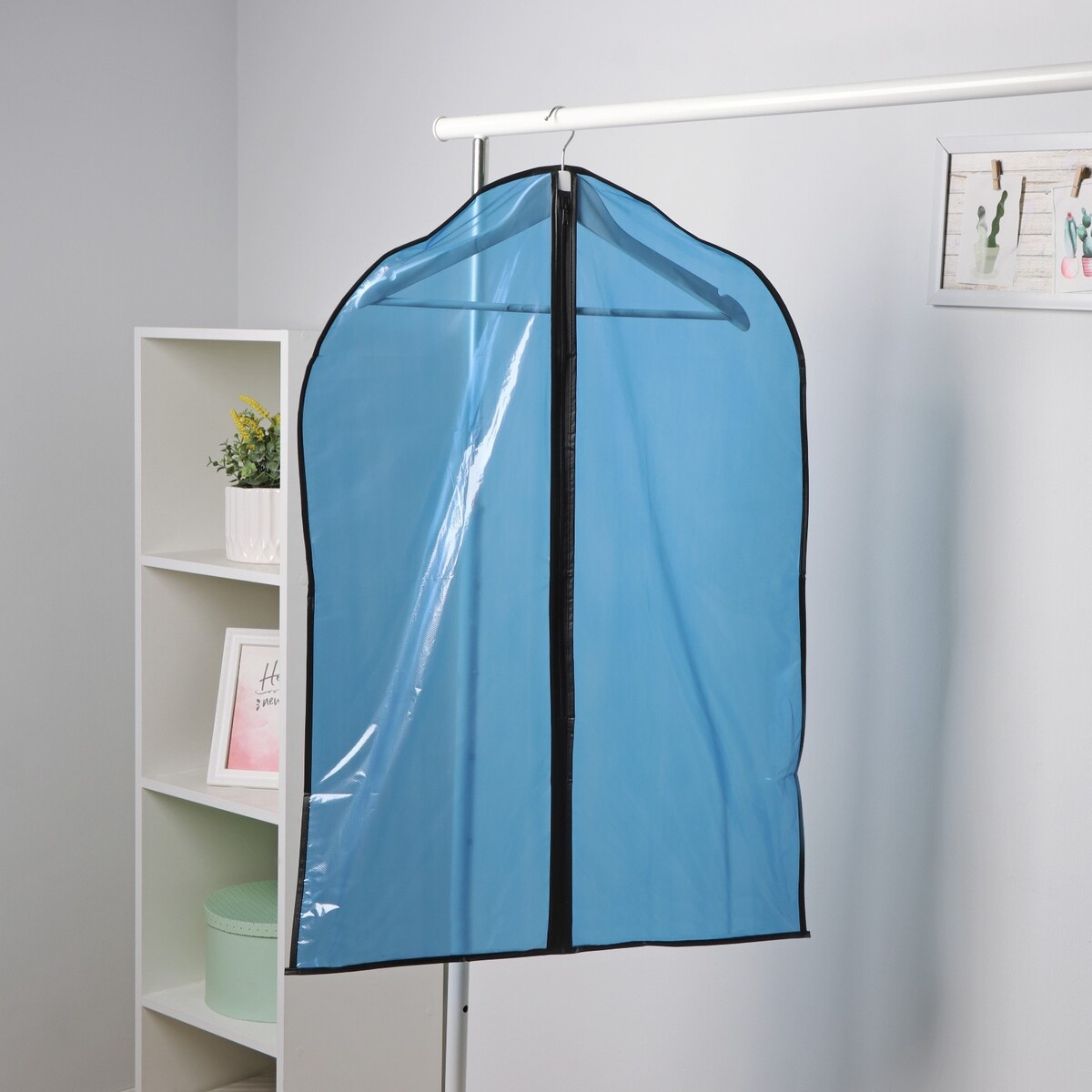 Чехол для одежды доляна, 60×90 см, цвет синий