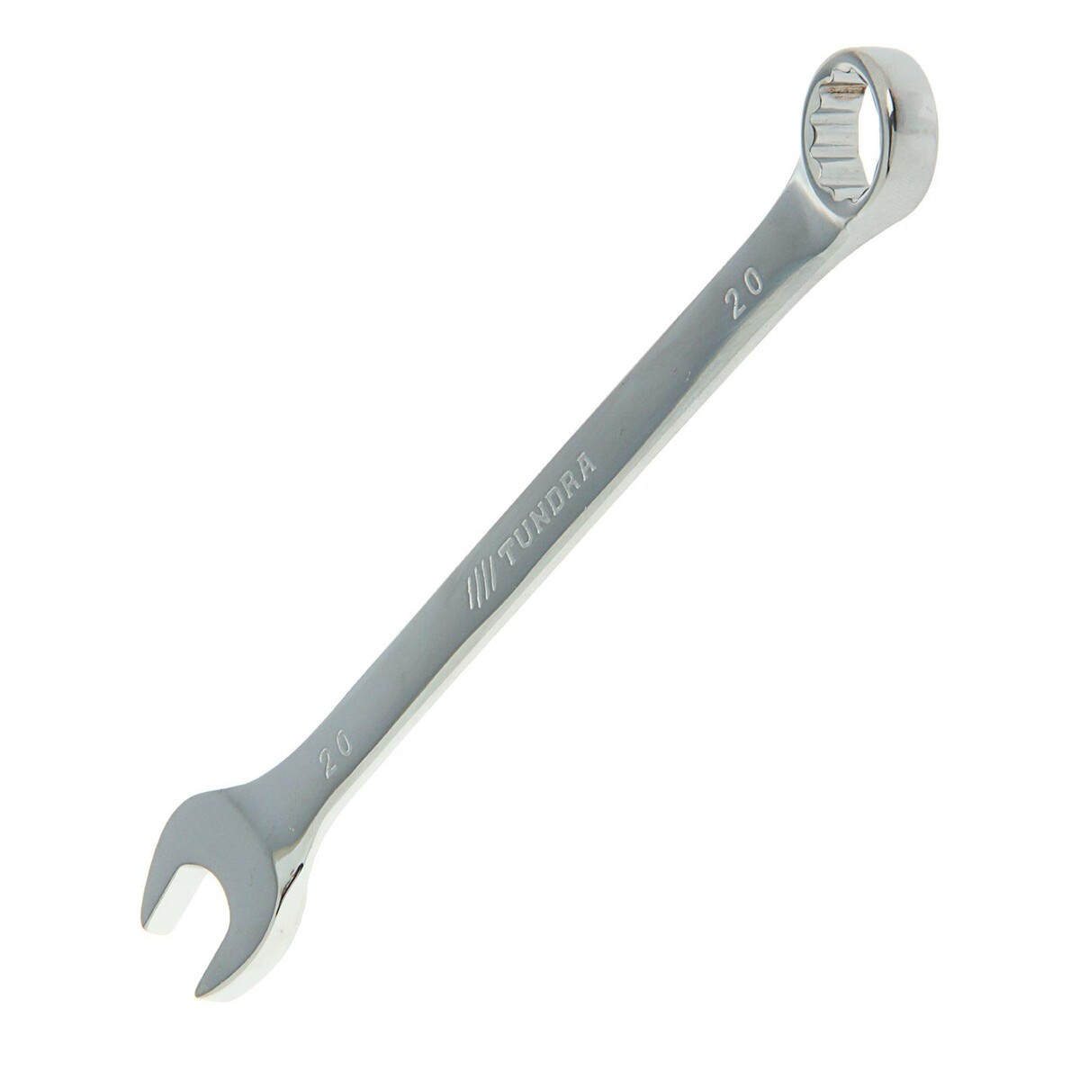 Ключ комбинированный тундра, crv, полированный, 20 мм ключ комбинированный трещоточный тундра crv полированный 72 зуба 10 мм