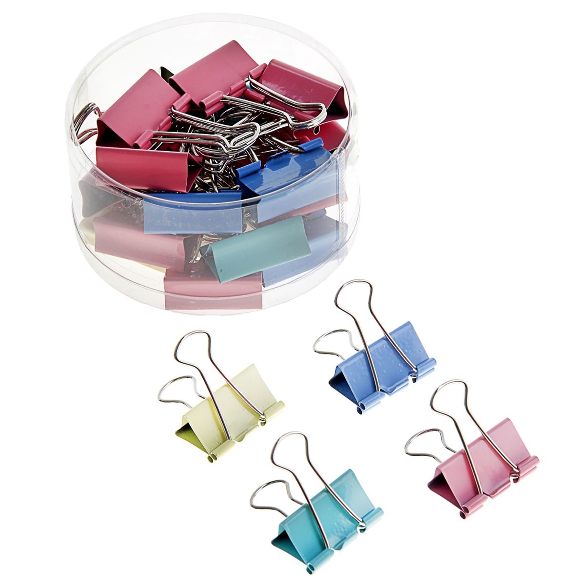 

Набор зажимов для бумаг, 32 мм, цветных, 4 цвета, микс