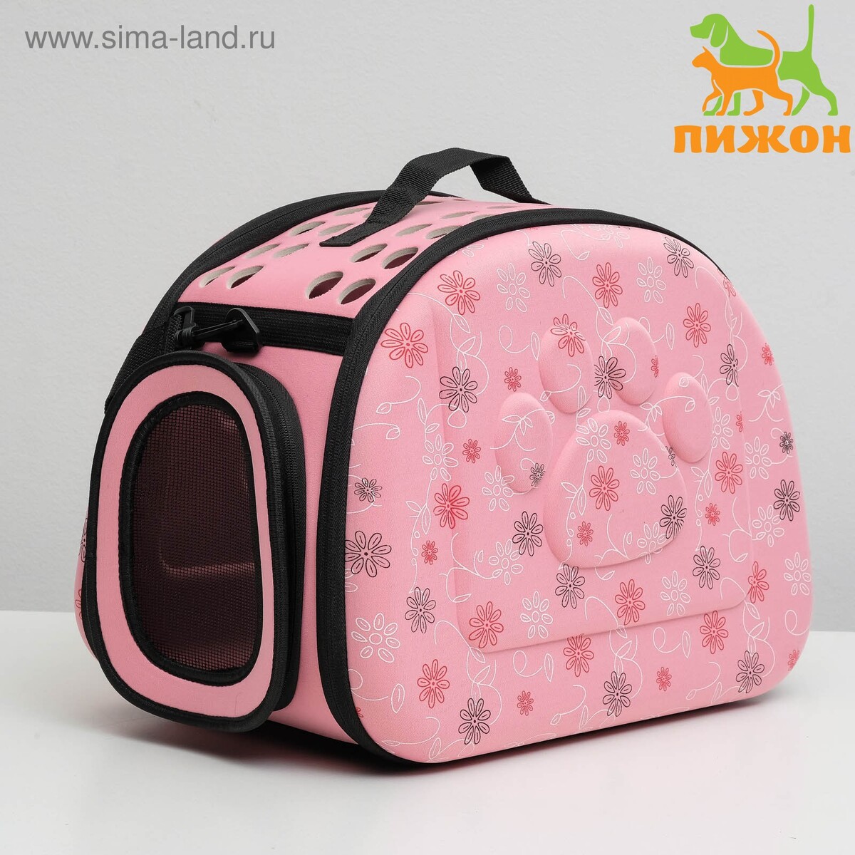 Складная сумка-переноска с отдельным входом, материал eva, 43,5 х 28 х 33 см, розовая ванночка для хомяков 15 5 х 8 5 см розовая