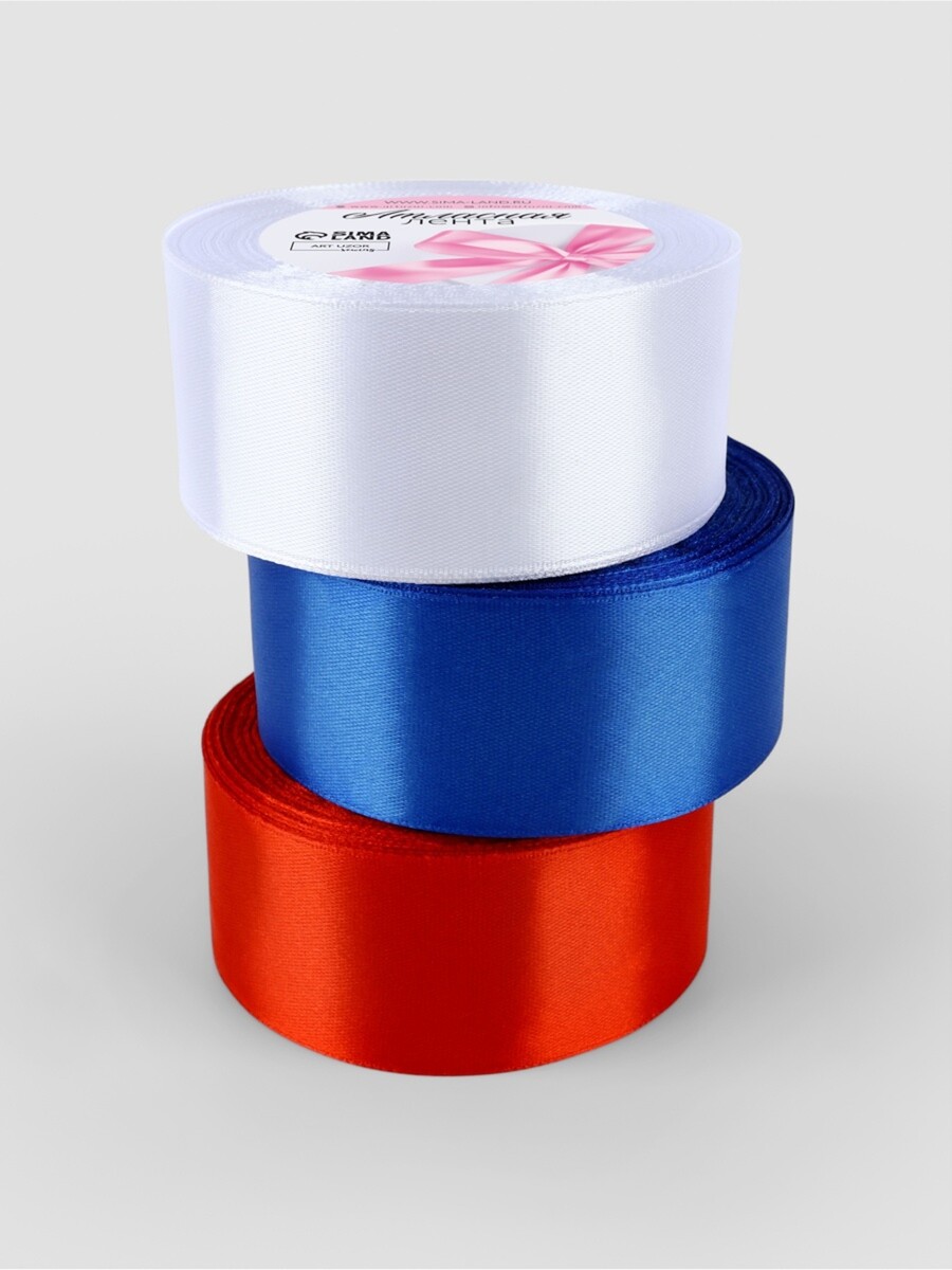 

Набор атласных лент, 3 шт, размер 1 ленты: 40 мм × 23 ± 1 м, триколор, Разноцветный;триколор