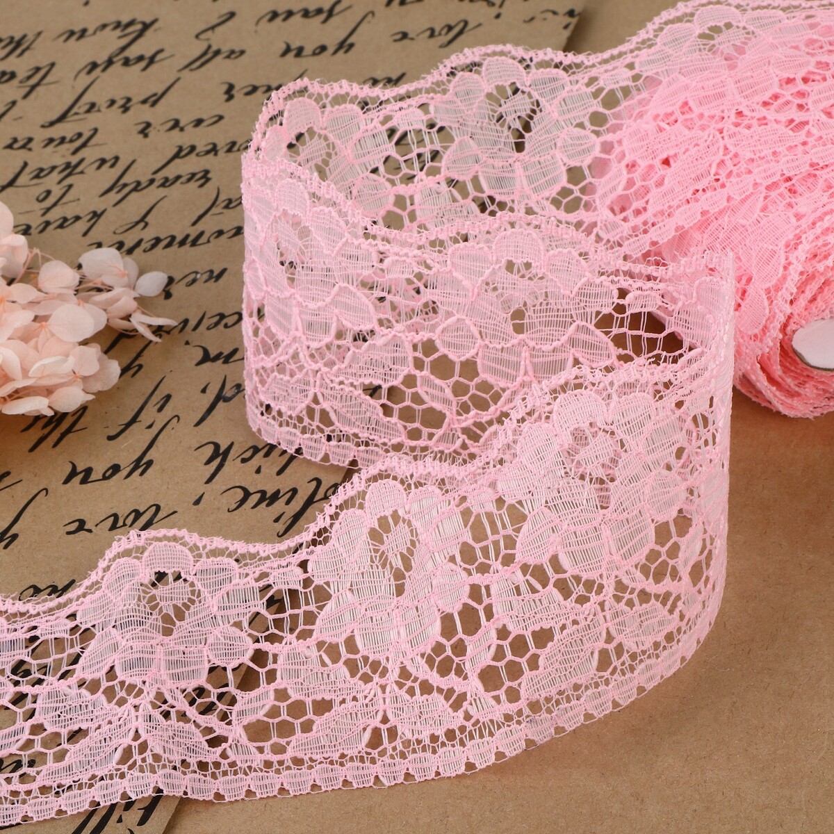 Кружево капроновое, 60 мм × 10 ± 1 м, цвет розовый бюстгальтер женский розовый из сетки с кружевной вышивкой