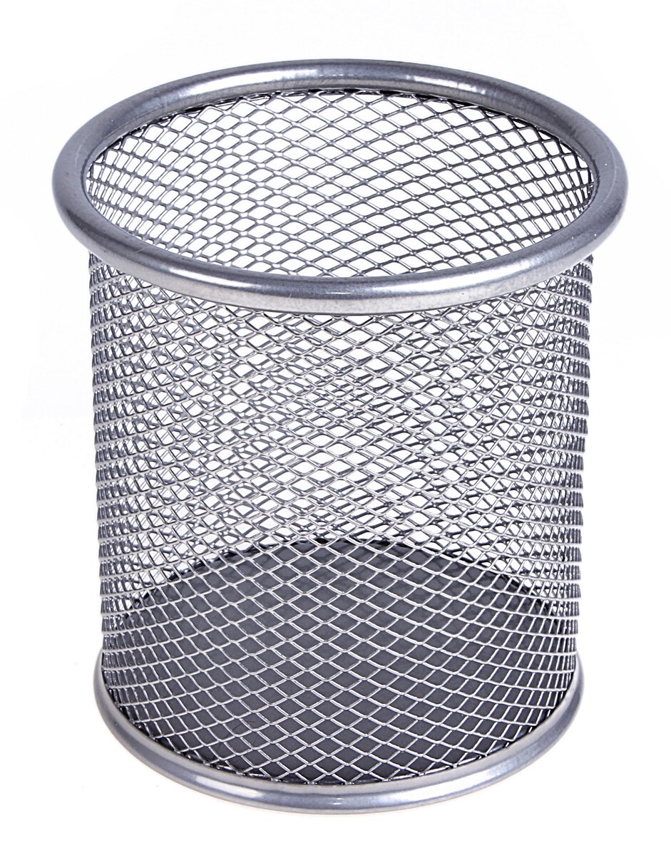 Стакан для пишущих принадлежностей, круглый, металлический, серый стакан для ручек квадратный металлическая сетка серый
