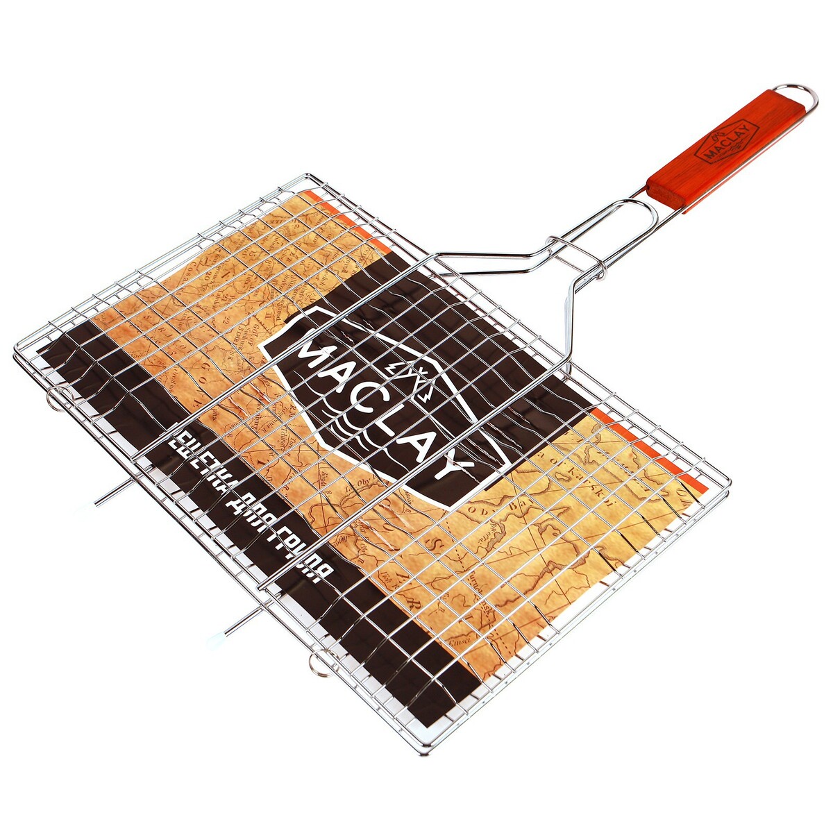 фото Решетка-гриль для мяса maclay lux, хромированная сталь, 55x34 см, рабочая поверхность 34x22 см
