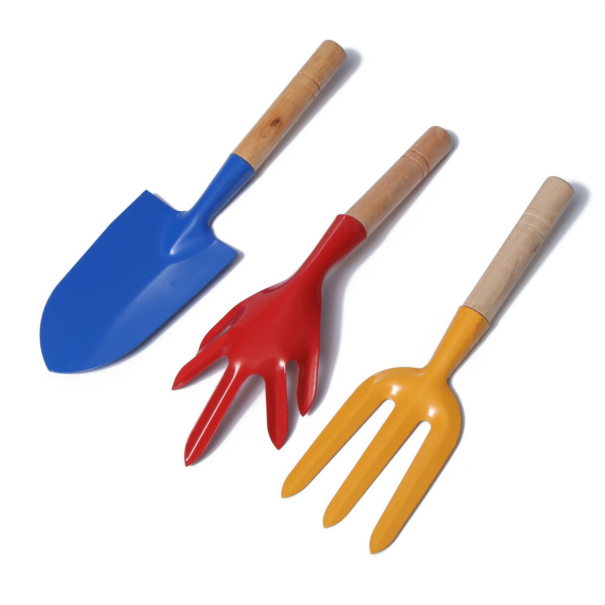 Набор садового инструмента, 3 предмета: совок, рыхлитель, вилка, длина 28 см, деревянные ручки набор для песочницы совок и грабли с отверстием а микс 5 набор
