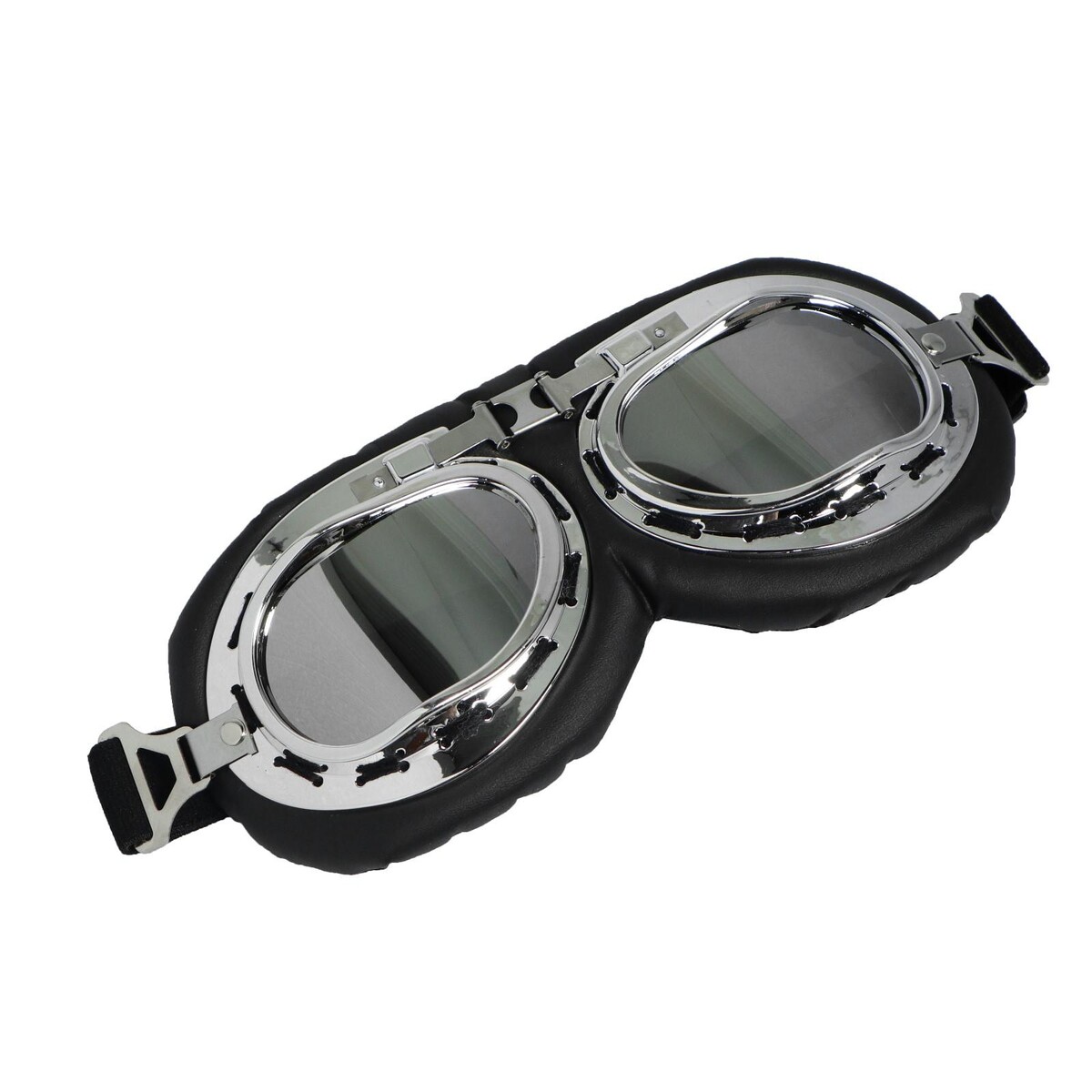 Очки для езды на мототехнике ретро, стекло хром, черные очки для езды на мототехнике стекло хром