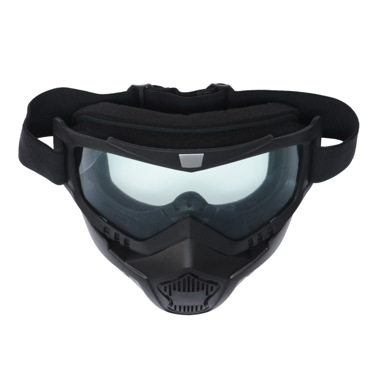 Очки-маска для езды на мототехнике, разборные, стекло прозрачное, черные TORSO