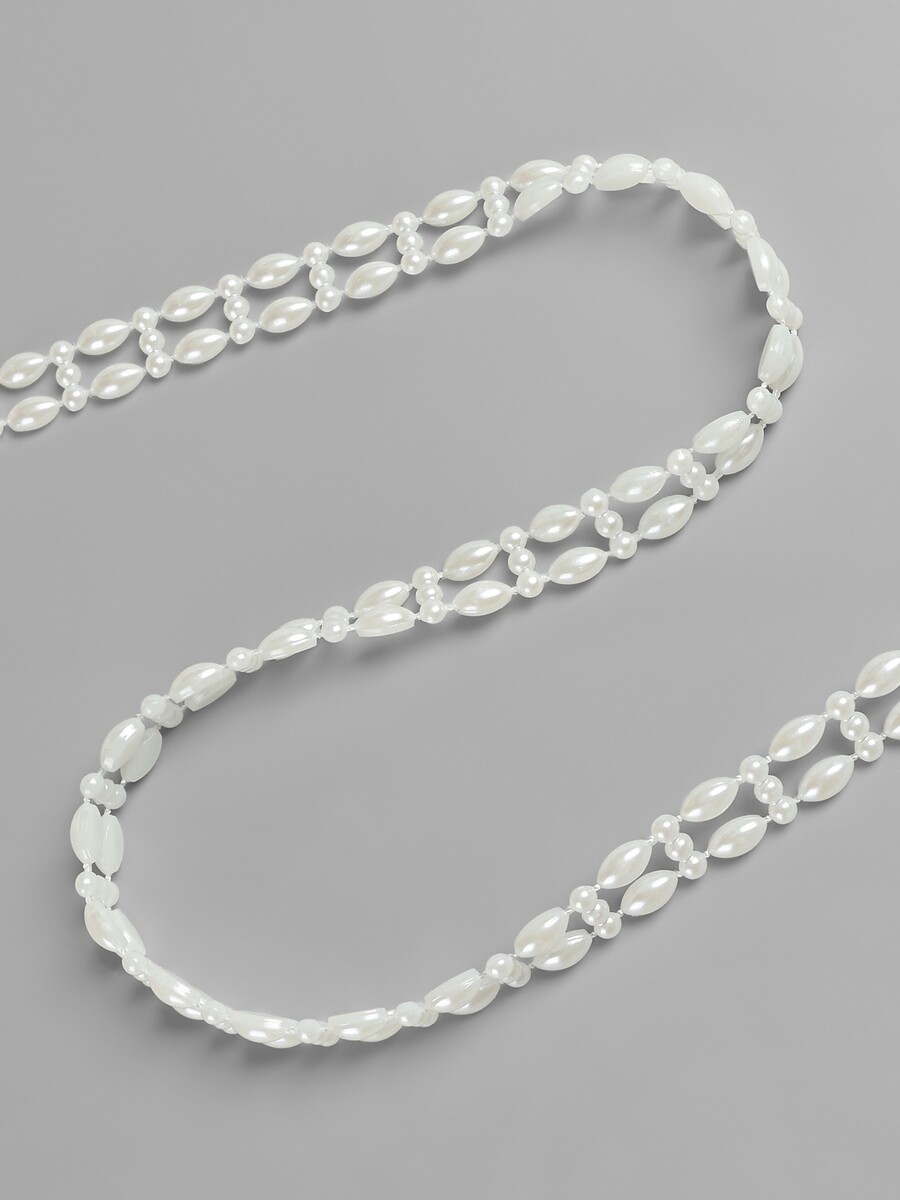 

Жемчуг на нитях арт узор, плоский, 10 мм, 9±1 м, цвет молочный, Бежевый