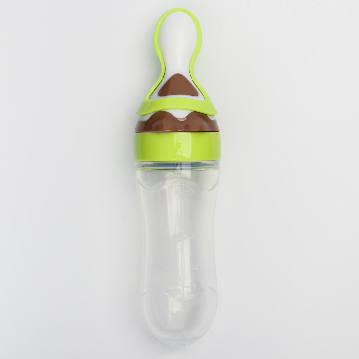 фото Бутылочка для кормления, силиконовая, с ложкой, от 5 мес., 90 мл, цвет зеленый крошка я