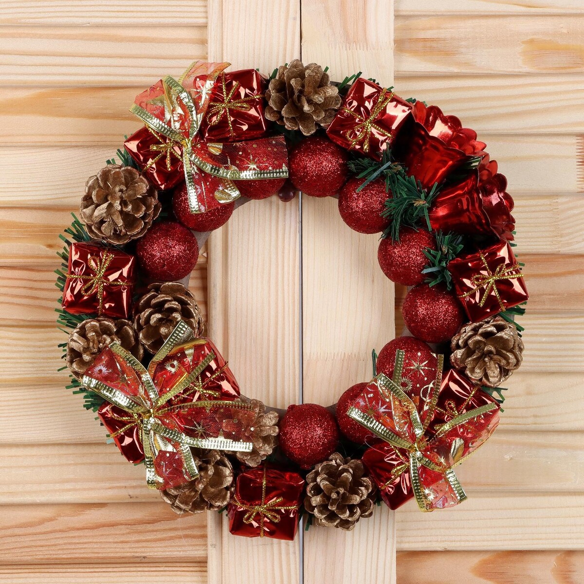 

Венок новогодний d=22 см, Красный