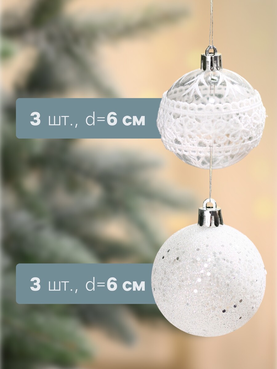 

Ёлочные игрушки, Серебристый;прозрачный;белый