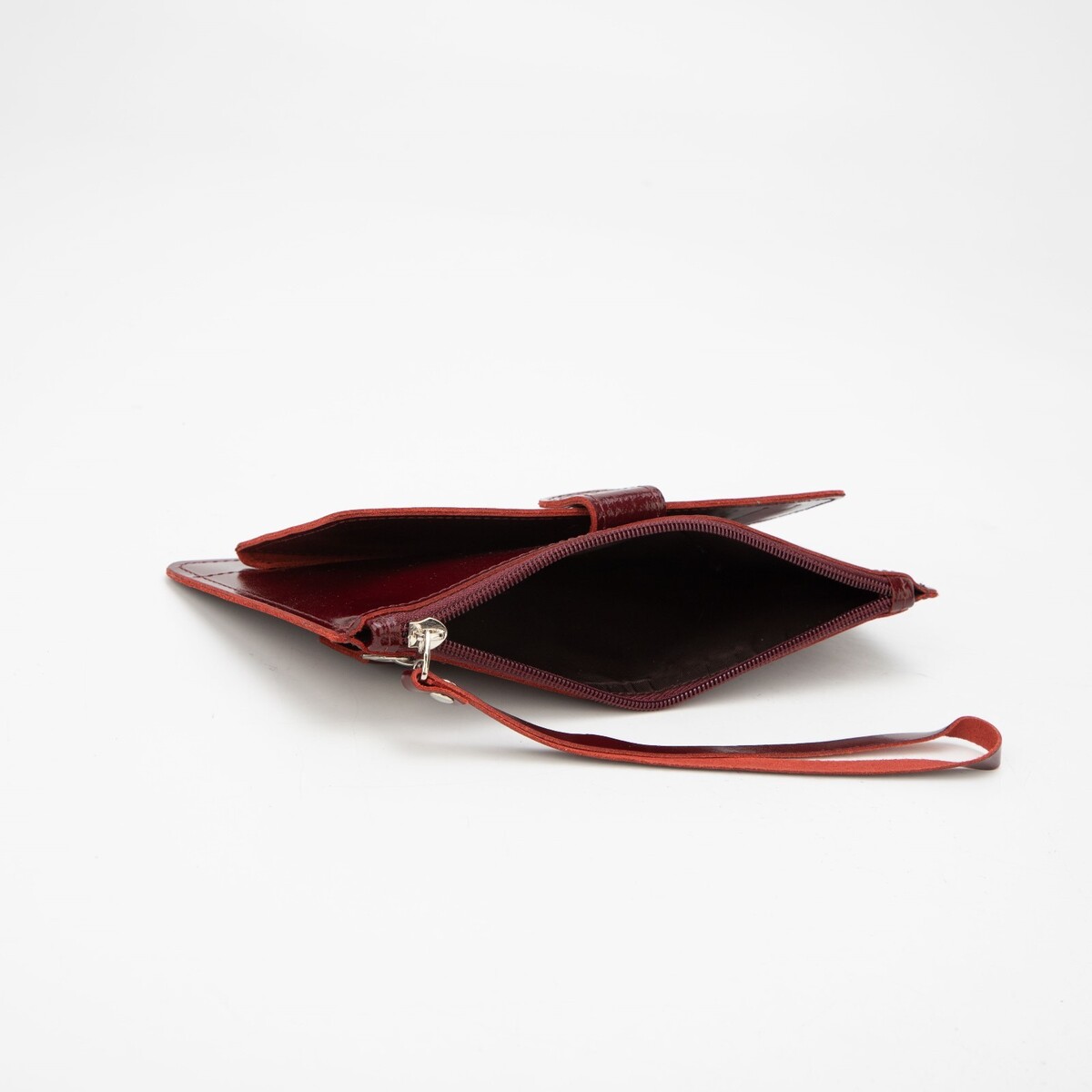 

Кошелек женский textura, на молнии с ремешком, 22×3×10.5 см, бордовый