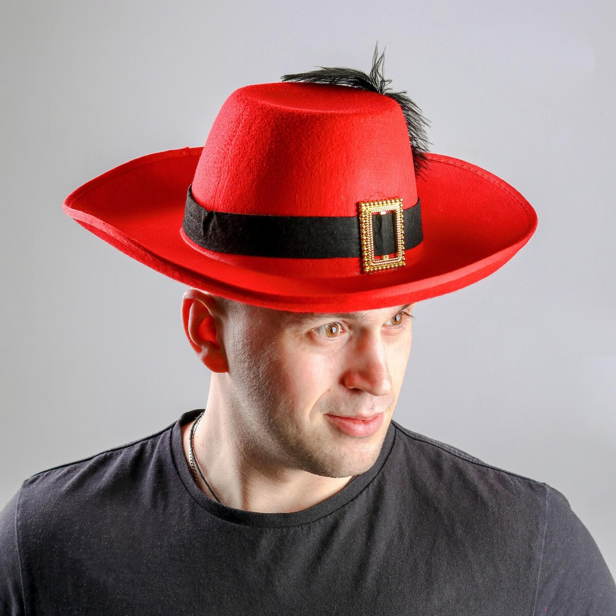 Карнавальная шляпа с пером и лентой, р-р. 56-58, цвет красный карнавальная бабочка красный