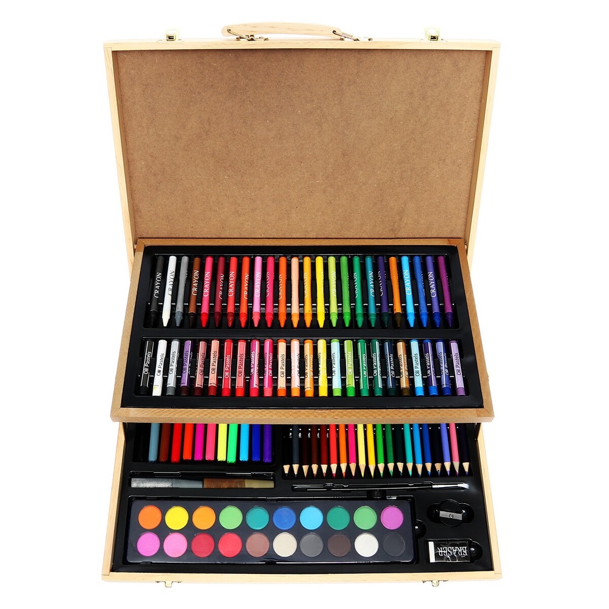 Набор для рисования в деревянном чемоданчике, складной набор для рисования складной в коробке calligrata 120 предметов розовый