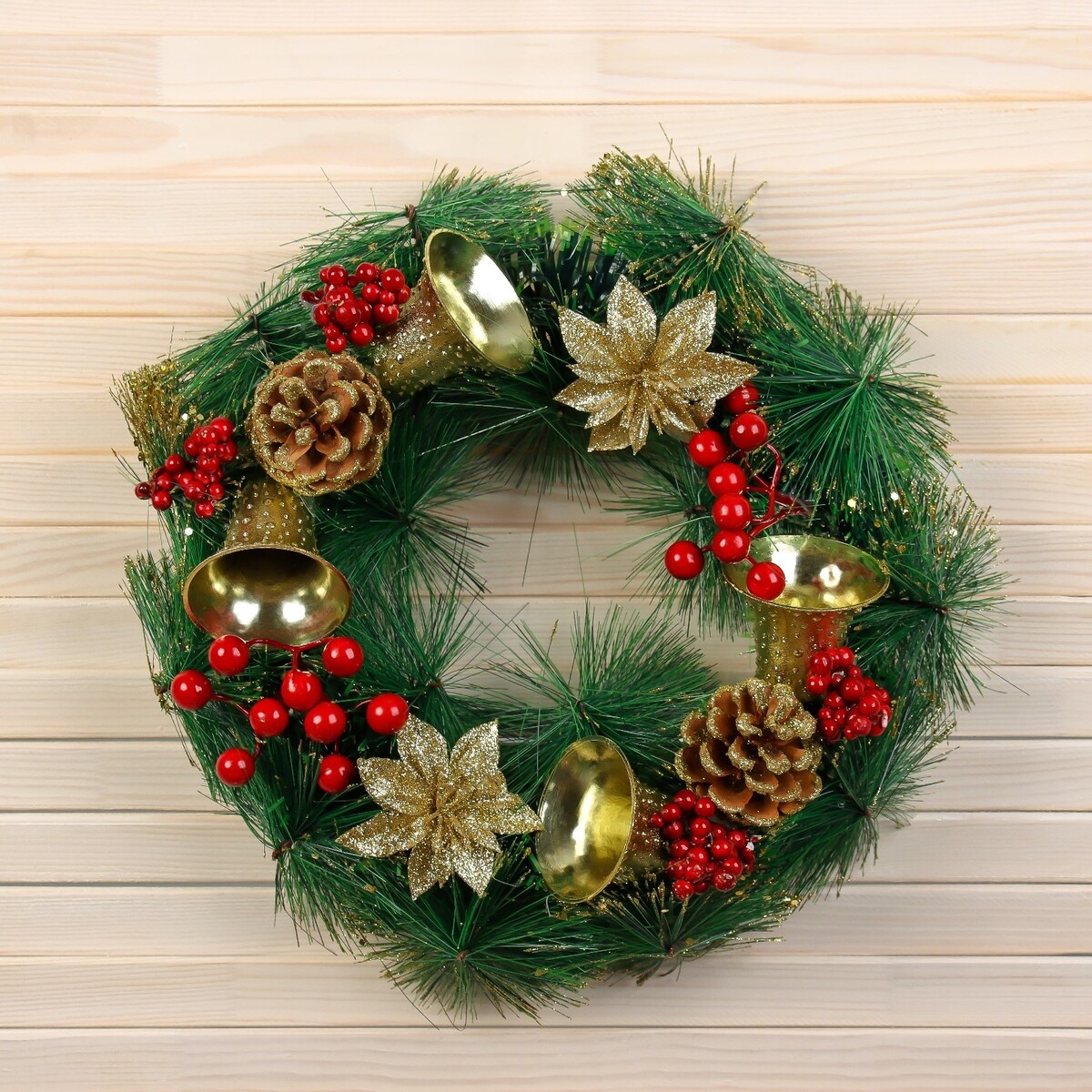 

Венок новогодний d=30 см, Золотистый