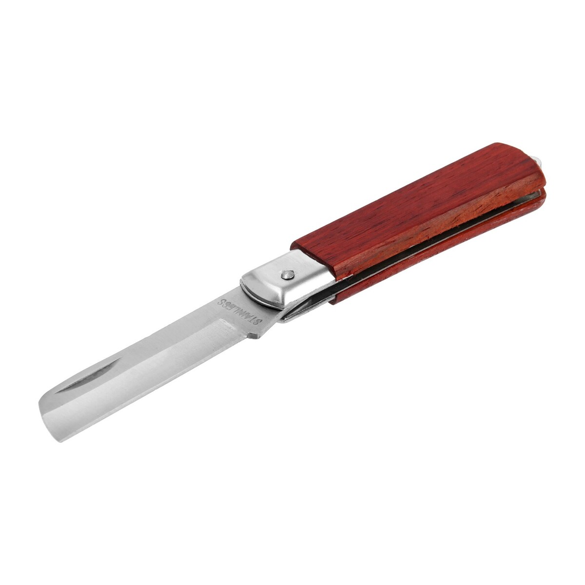Нож универсальный складной тундра, деревянная рукоятка, прямое лезвие, нержавеющая сталь нож универсальный складной тундра вдом трапециевидное лезвие 5 запасных 18 мм