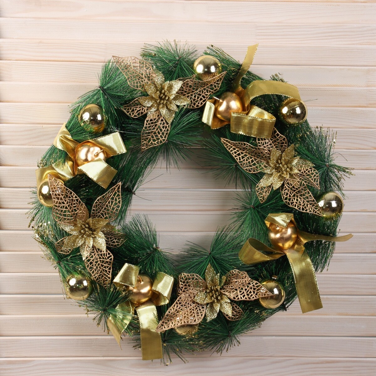 

Венок новогодний d=40 см, Зеленый;золотистый