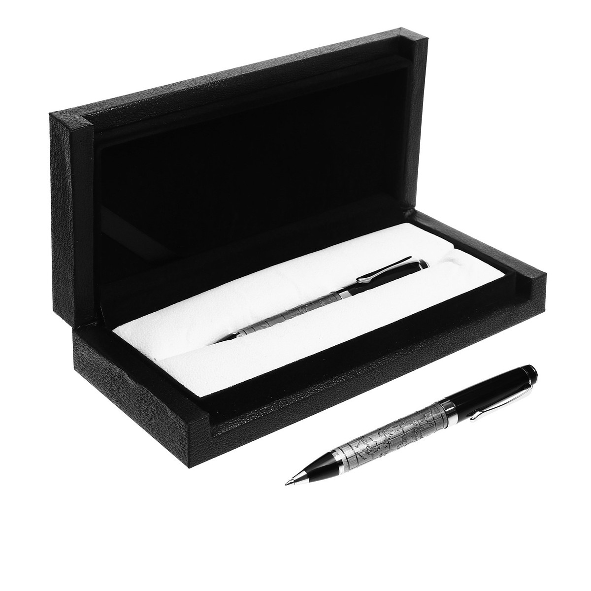 

Ручка шариковая, подарочная, в кожзам футляре,, Черный