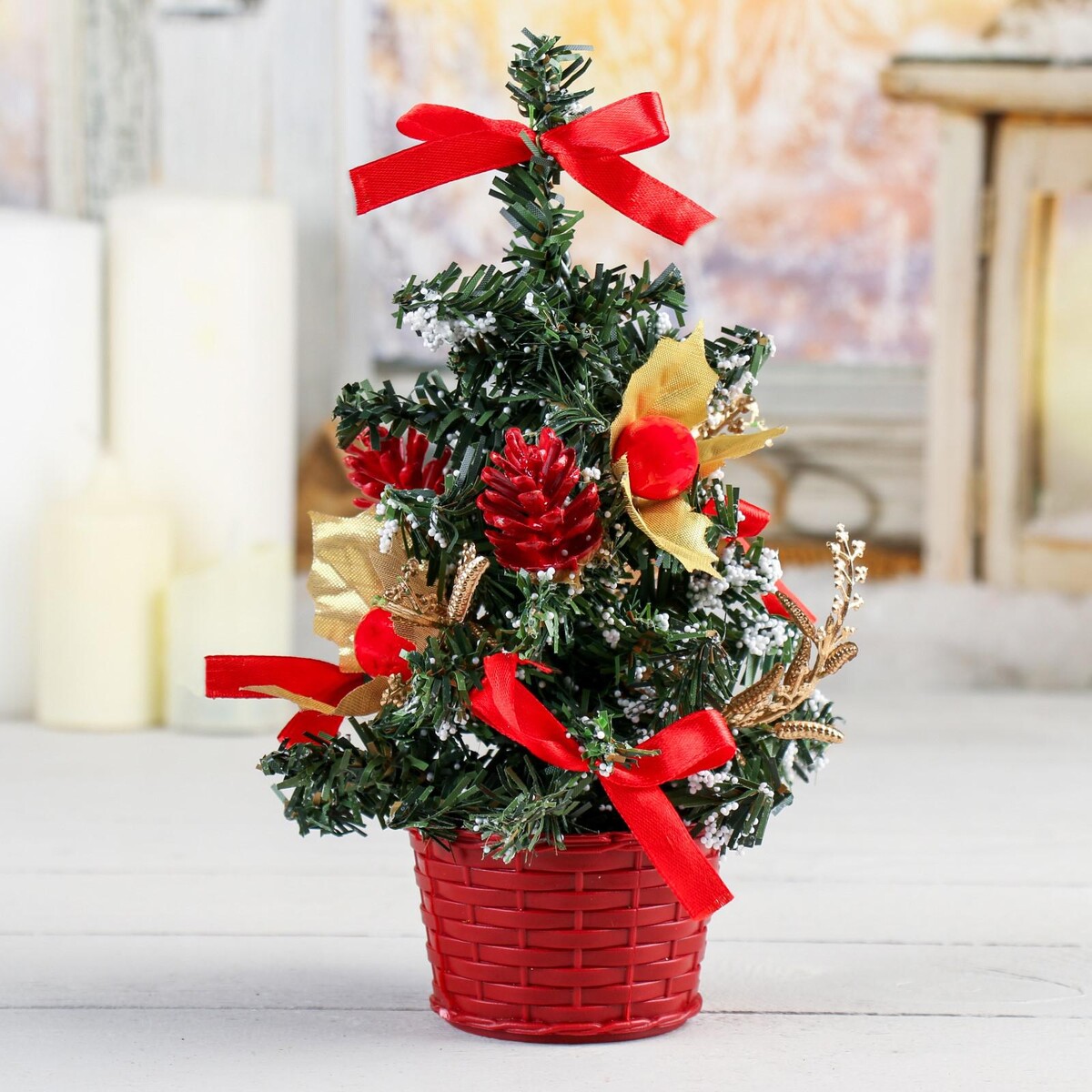 Ёлка декор новогодний декор ёлка в красном е с блестками 8 × 8 × 30 см