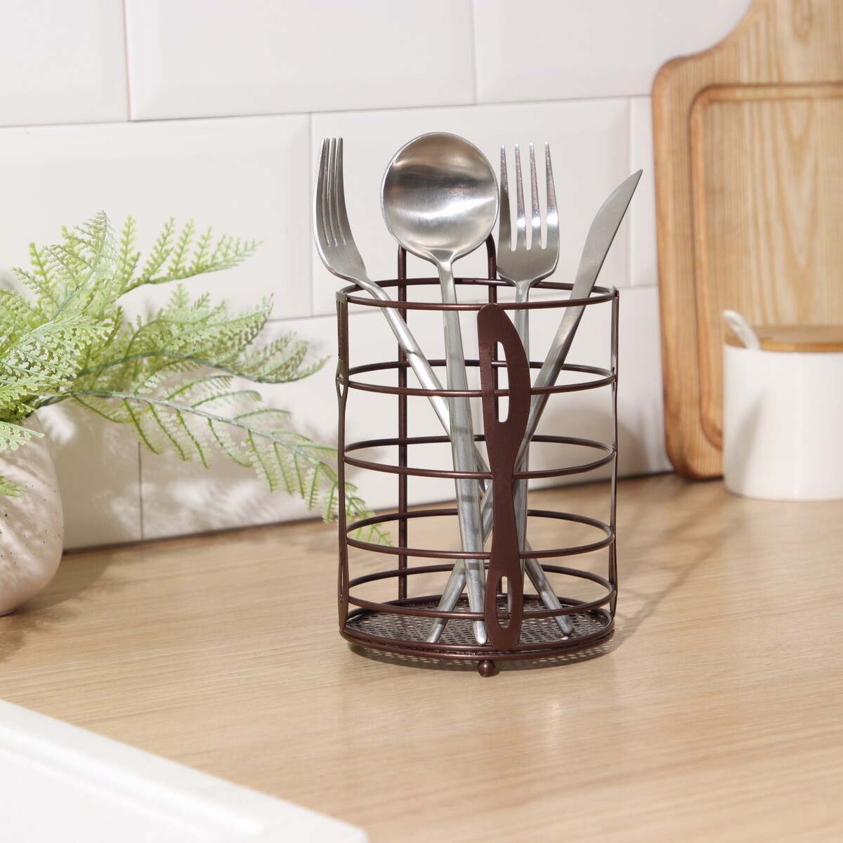 Сушилка для столовых приборов доляна, 17,5×11×11 см, цвет коричневый штора для кухни инес коричневый
