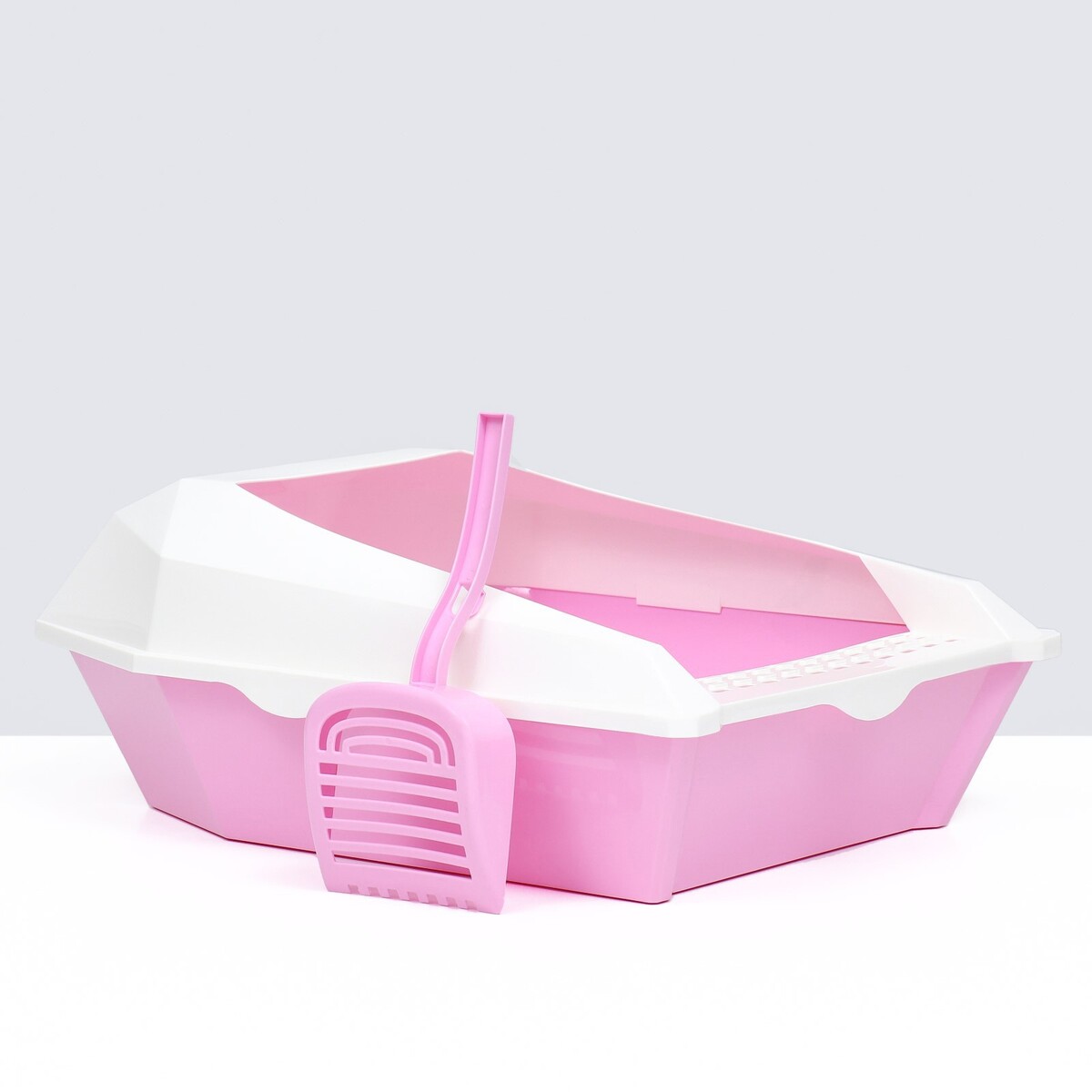 Туалет для кошек фигурный с бортом с совком, 54 х 38 х 20 см, бело-розовый раскрась водой розовый слоненок