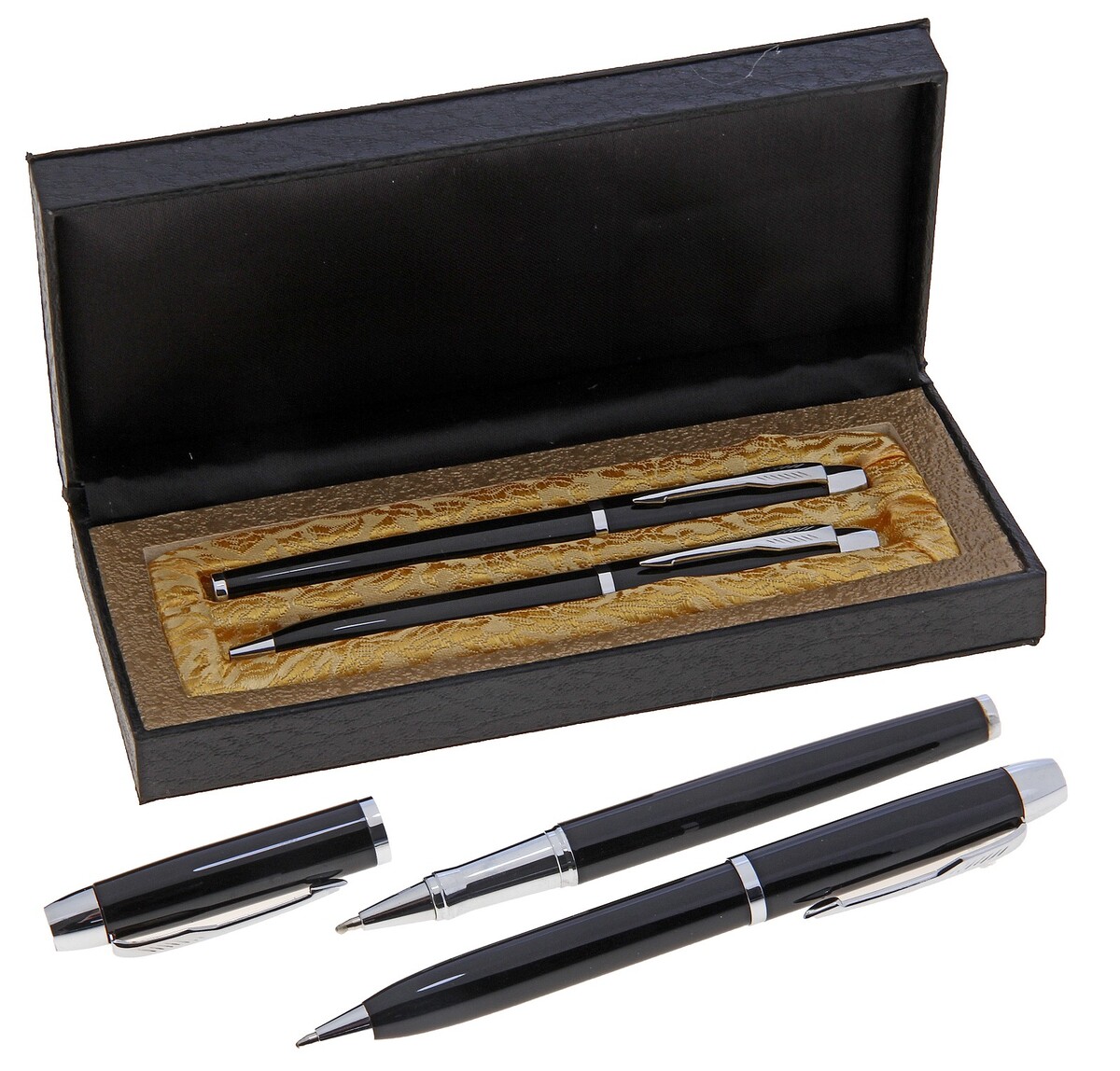 Ручки подарочные, 2 шт.: капиллярная, шариковая поворотная ручка капиллярная erich krause f 15 черная 0 6 мм