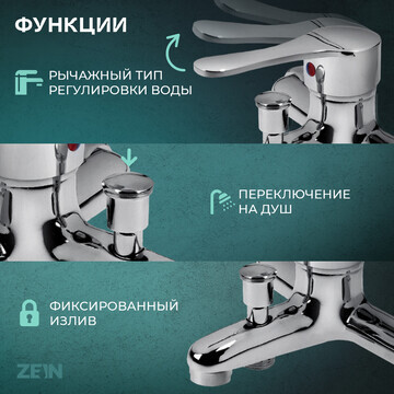 Смеситель для ванны zein z0152, картридж