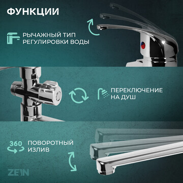 Смеситель для ванны zein z0252, картридж