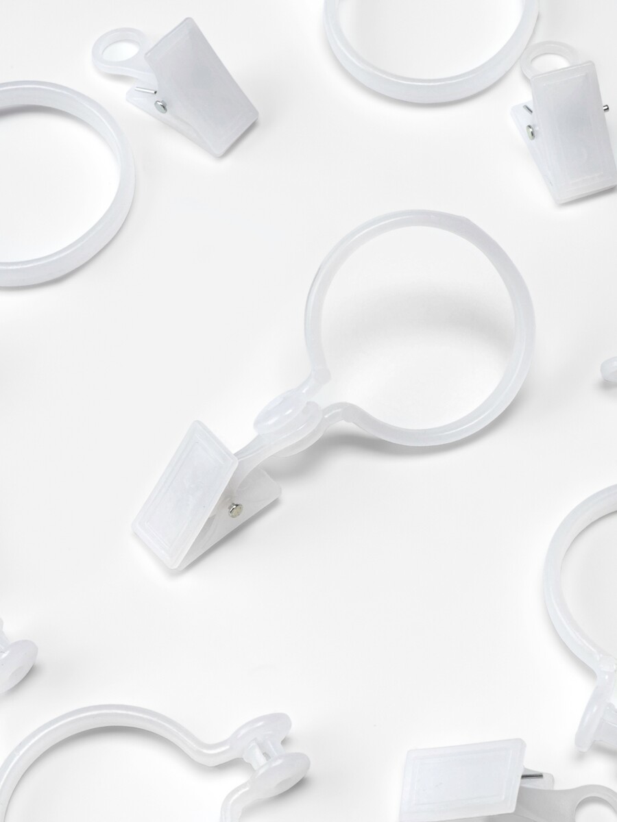 

Кольцо для карниза, с зажимом, d=34/39 мм, 20 шт., белое, Белый