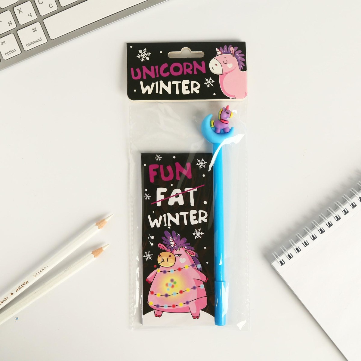 

Набор: блокнот и ручка на европодвесе fun winter