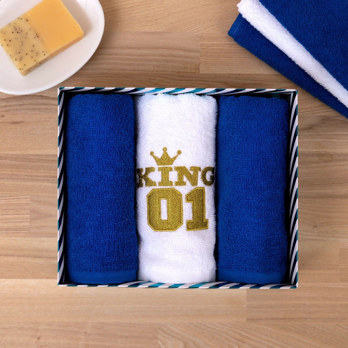 

Набор полотенец, Серый;синий;белый