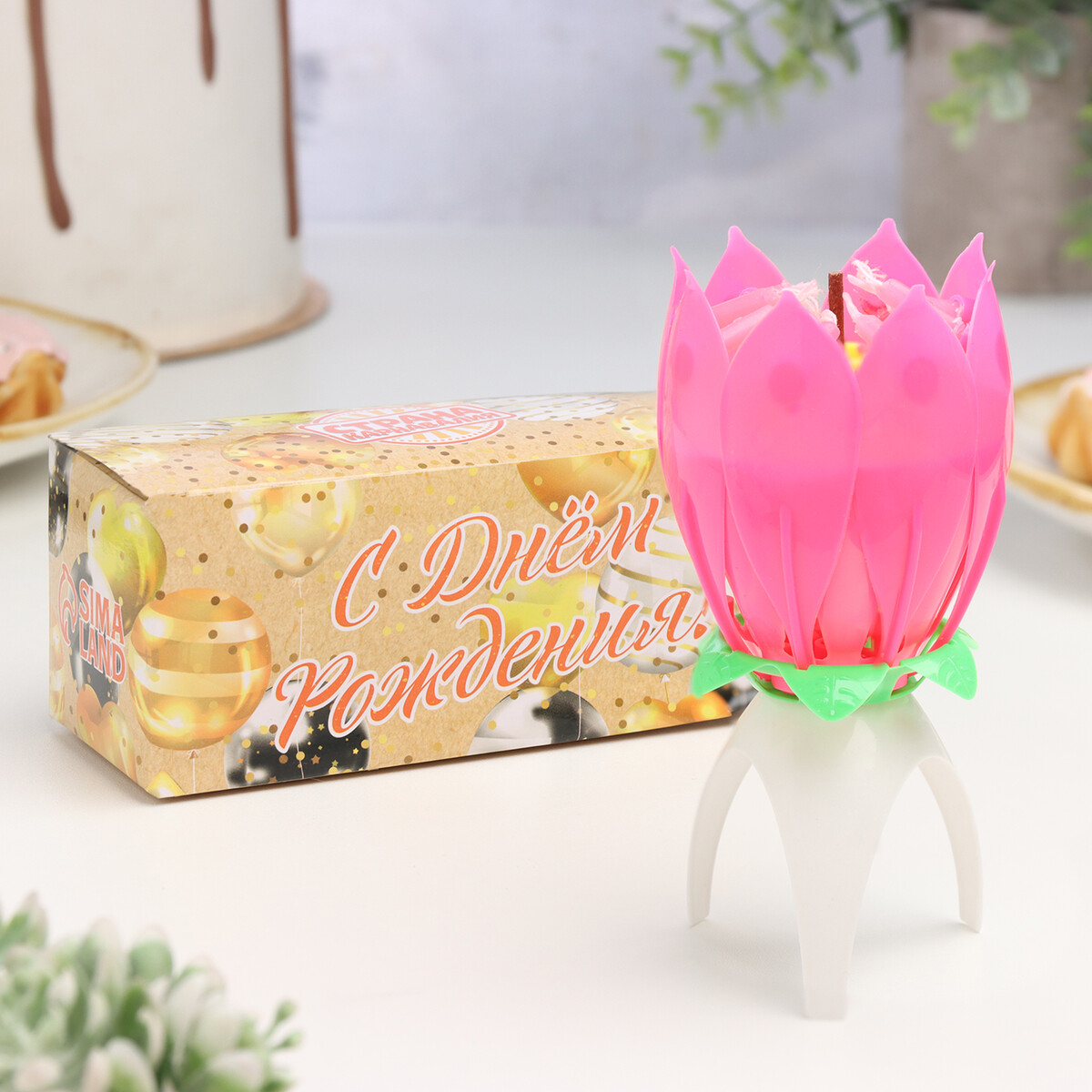 Свеча для торта музыкальная музыкальная игрушка милый мишка звук свет розовый