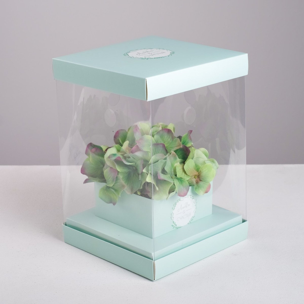 Коробка подарочная для цветов с вазой и pvc окнами складная, упаковка, коробка для ов с вазой и pvc окнами складная розовый 23 х 30 х 23 см