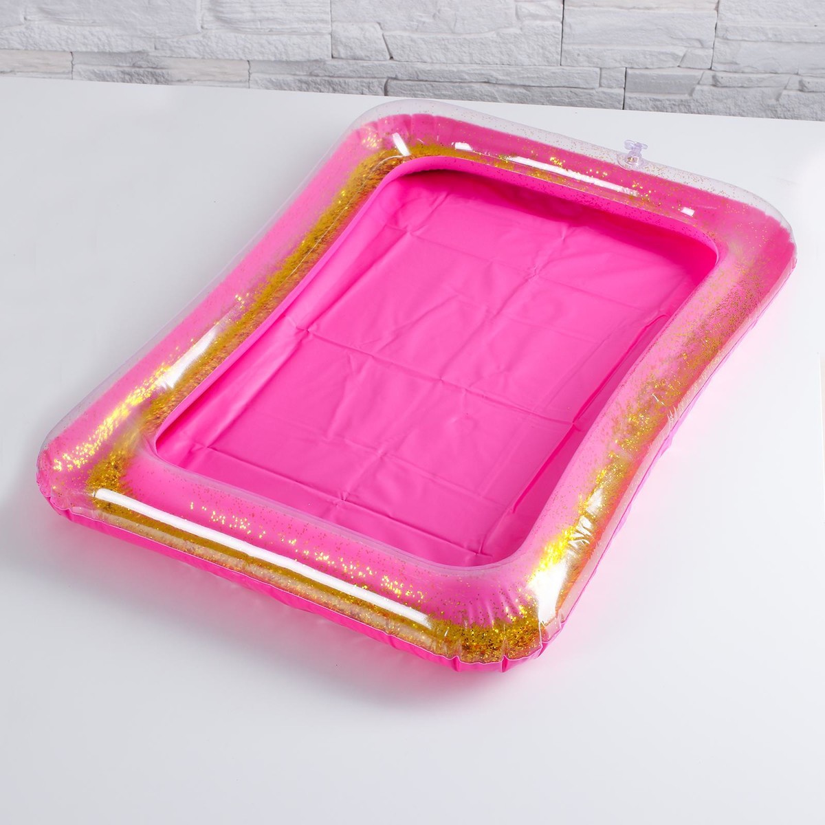 Надувная песочница с блестками, 60х45 см, цвет ярко-розовый