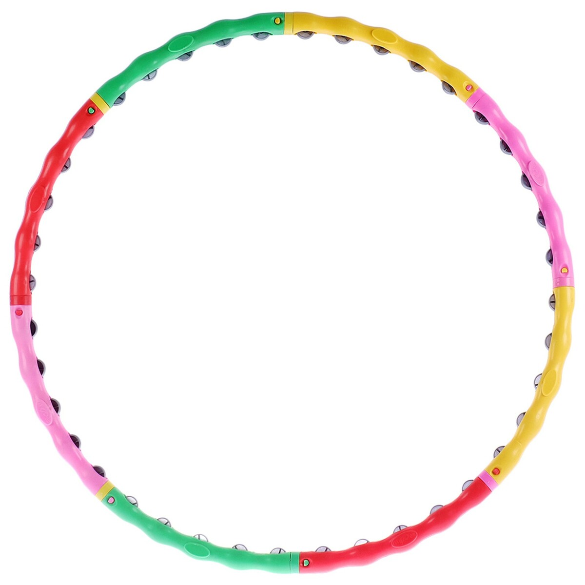 фото Обруч с массажными колесиками onlytop, разборный, d=98 см, толщина 3 см, цвет разноцветный