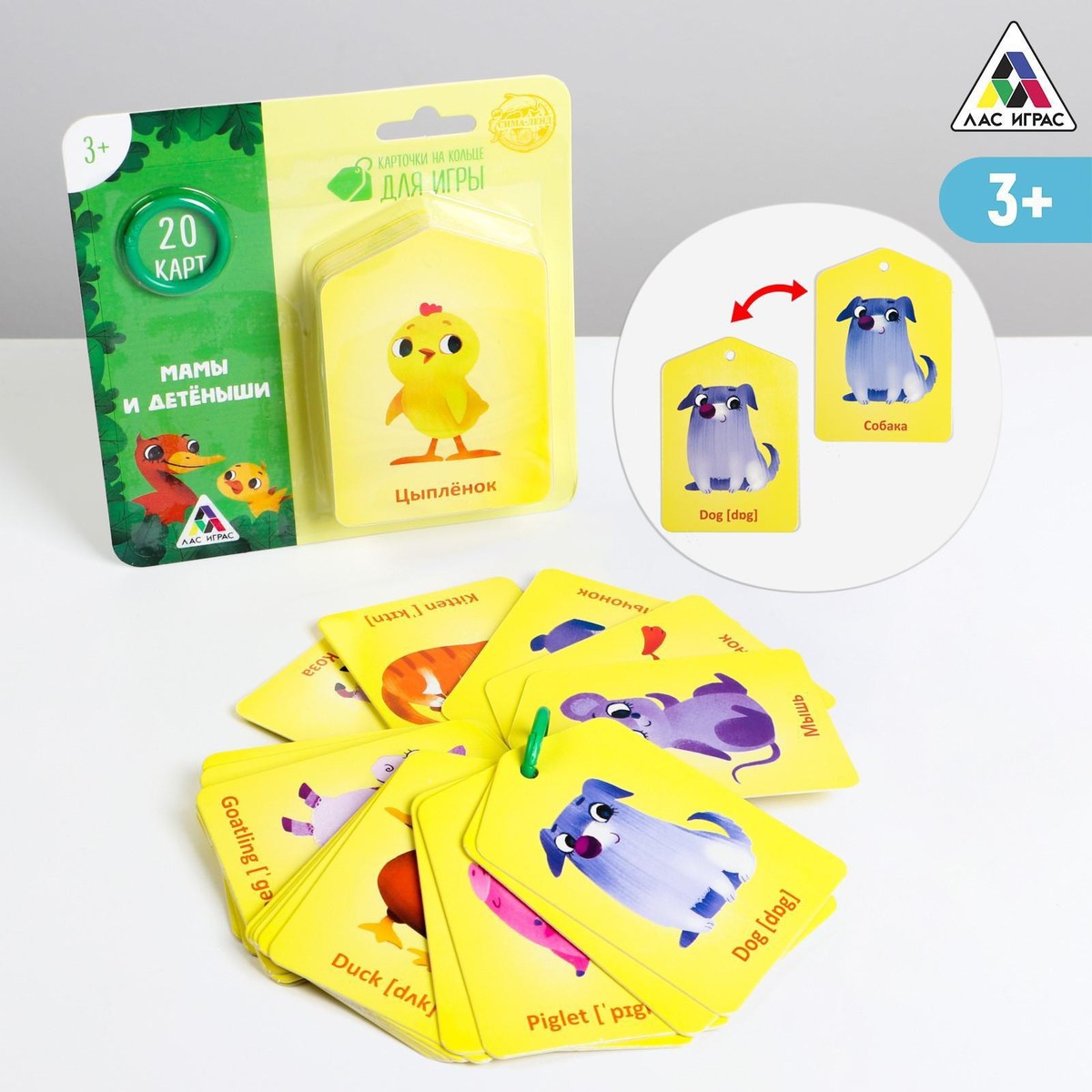 Карточки на кольце для изучения английского языка развивающие карточки для малышей кто что делает 36 двусторонних карточек