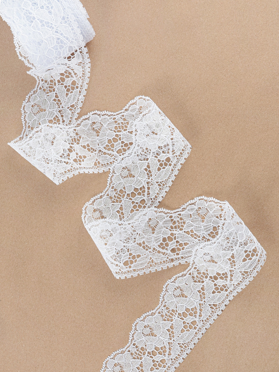 

Кружево капроновое, 60 мм, 10±1 м, белое, Белый