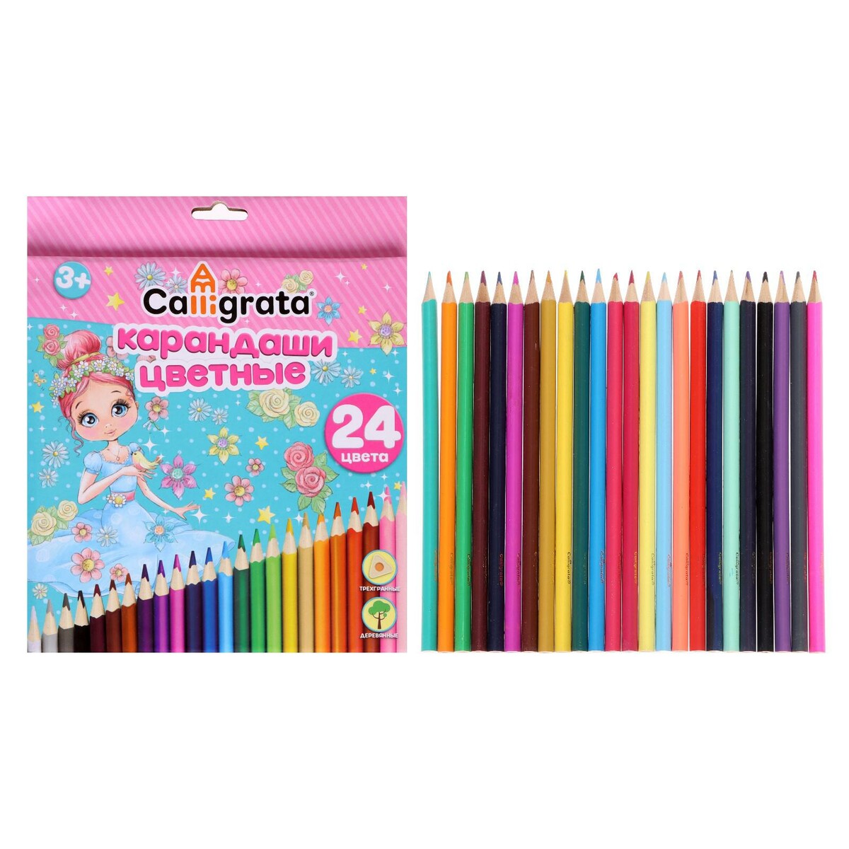 Карандаши 24 цвета карандаши ные 18цв premium пластиковые трехгранные грифель мягкий 3 0мм brauberg