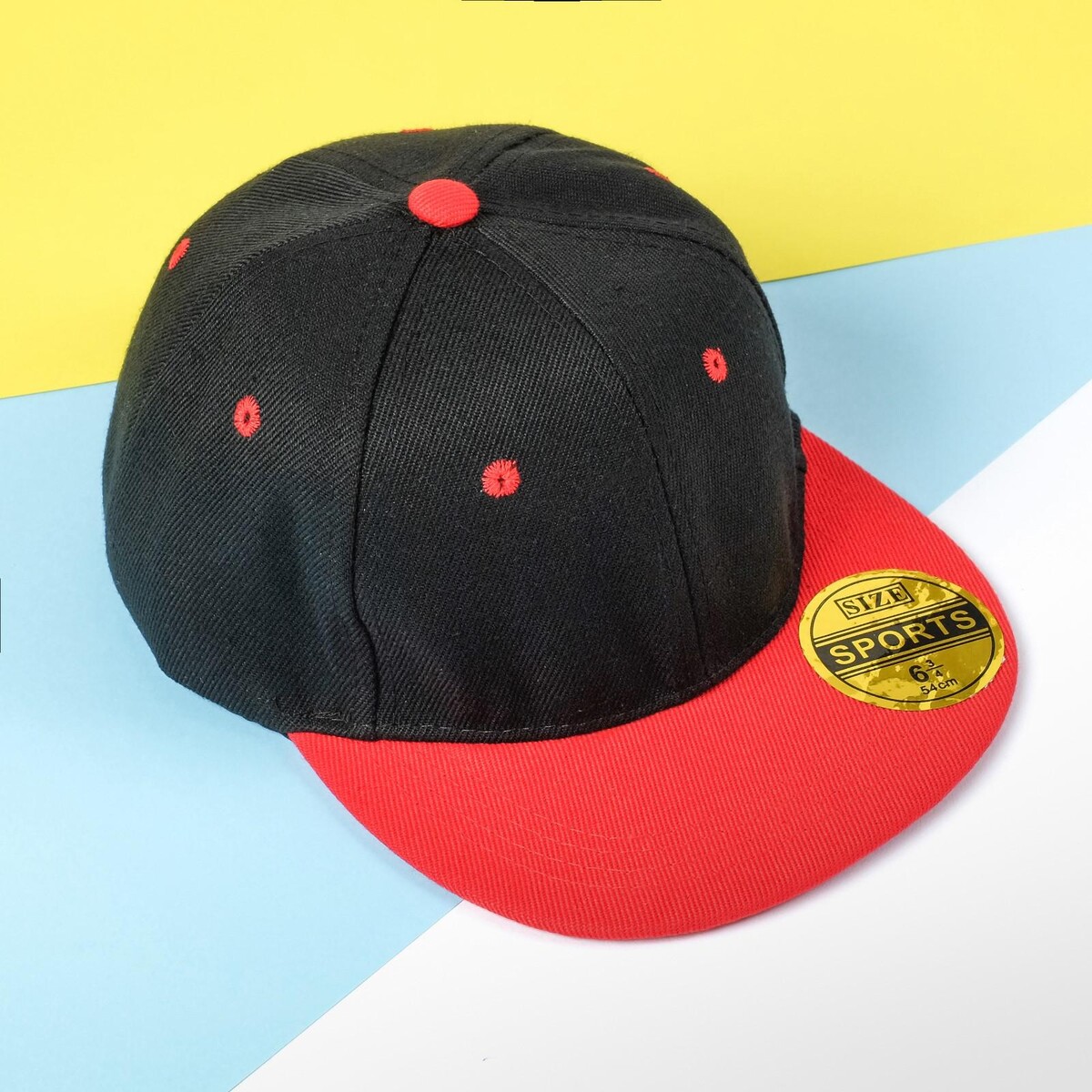 Бейсболка с прямым козырьком для мальчика minaku, размер 56, цвет черный/красный шапка для мальчика