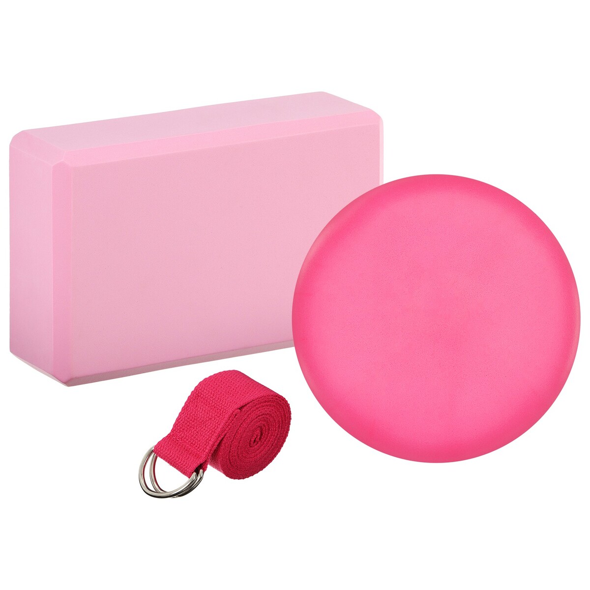 Набор для йоги sangh: блок, ремень, мяч, цвет розовый sangh коврик для йоги 173x61x0 3 см