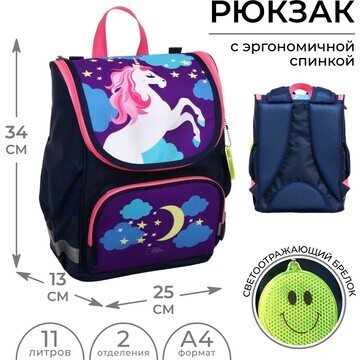 Ранец школьный стандарт, 34 х 25 х 13 см